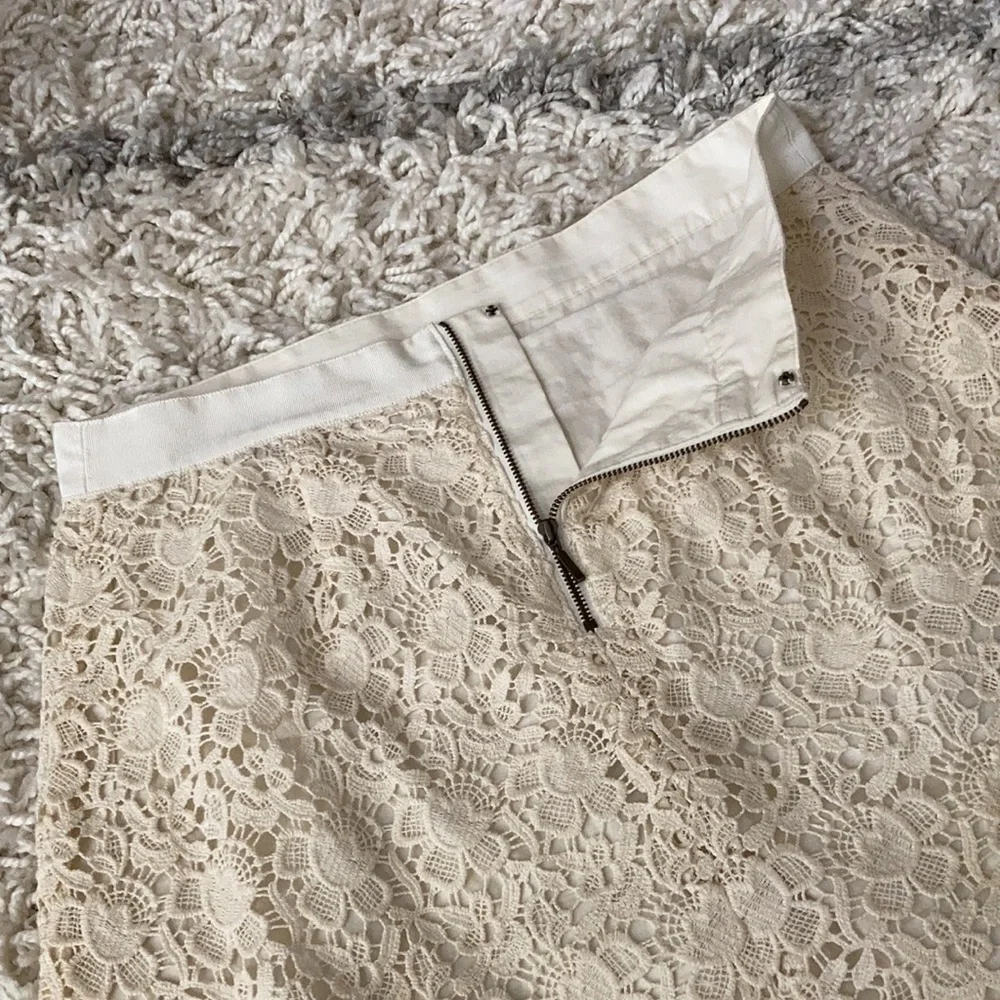 LOFT Women Skirt Lace Cream Color Size 6 - Picture 9 of 11